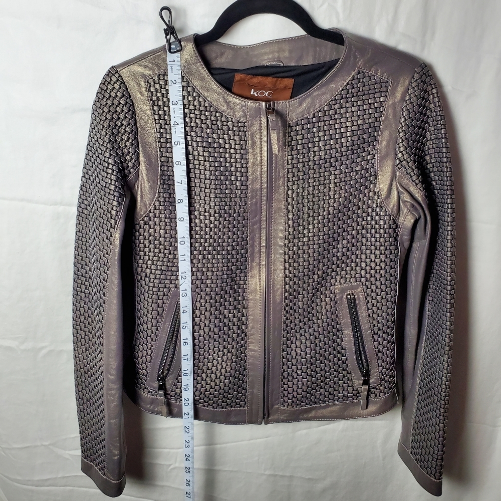 Koç Metallic Woven Leather Jacket Size Small (EU 40) - Picture 8 of 14